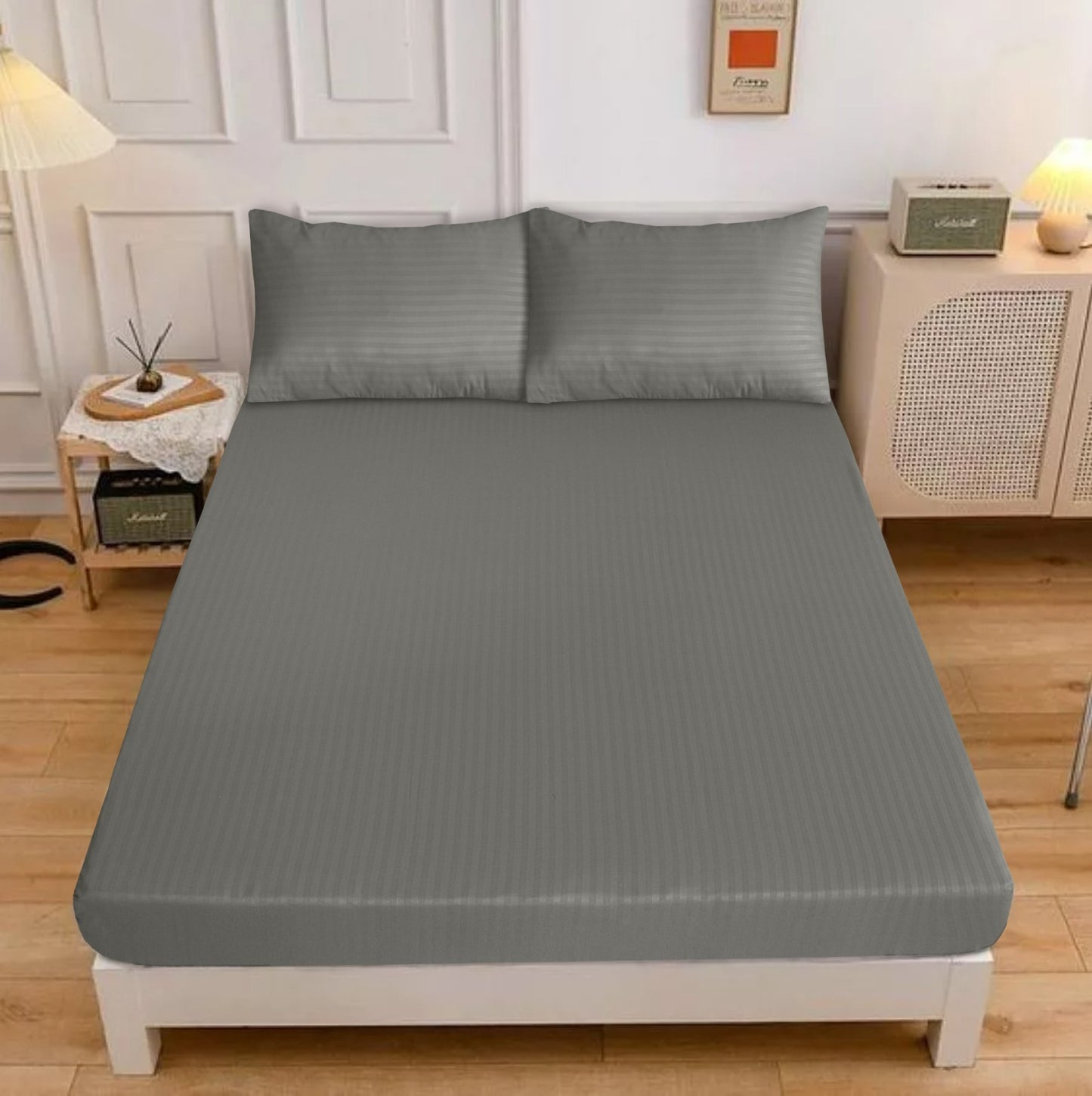 Grey Fitted Bedsheet Set