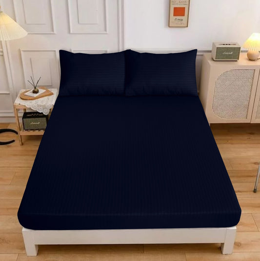 Dark Blue Fitted Bedsheet Set