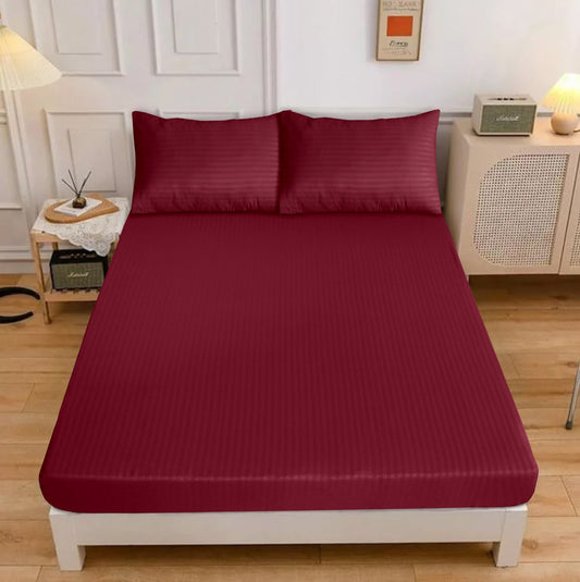 Maroon Fitted Bedsheet Set